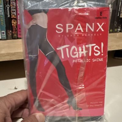 Spanx Tight-End Patterned Metallic LuxeTights Size E Black